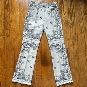 Tory Burch Bandana Paisley print jeans black ecru